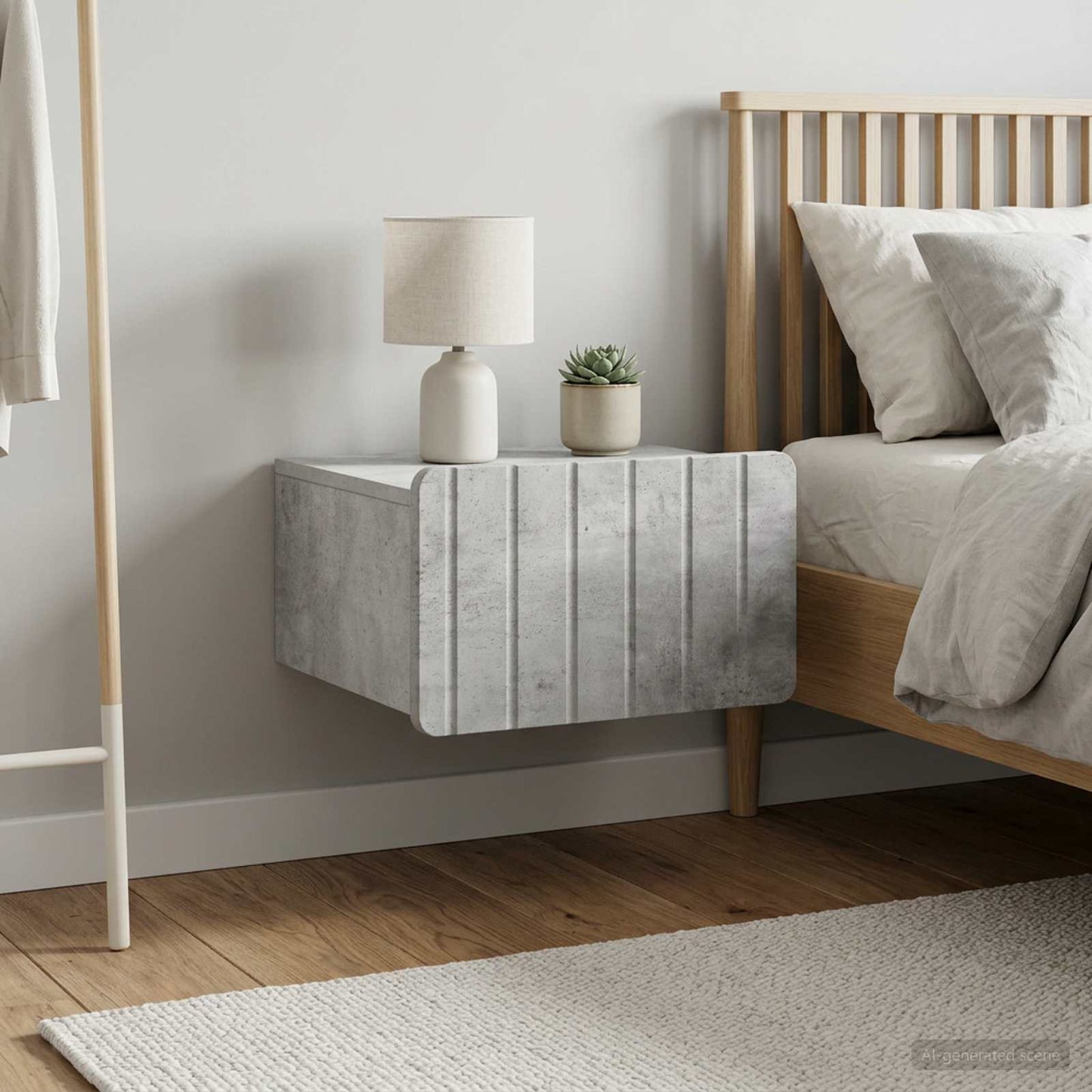 Wall-Mounted Bedside Cabinet with Drawer 2 pcs Concrete Grey