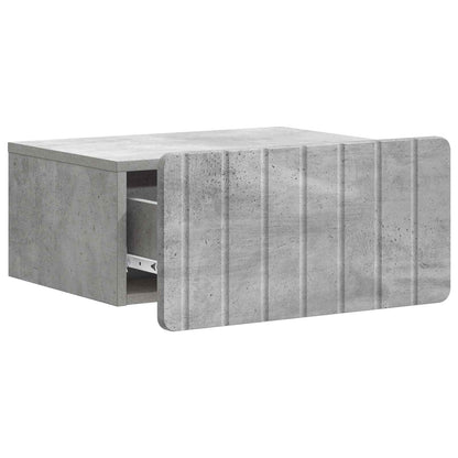 Wall-Mounted Bedside Cabinet with Drawer 2 pcs Concrete Grey