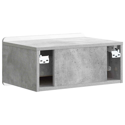 Wall-Mounted Bedside Cabinet with Drawer 2 pcs Concrete Grey