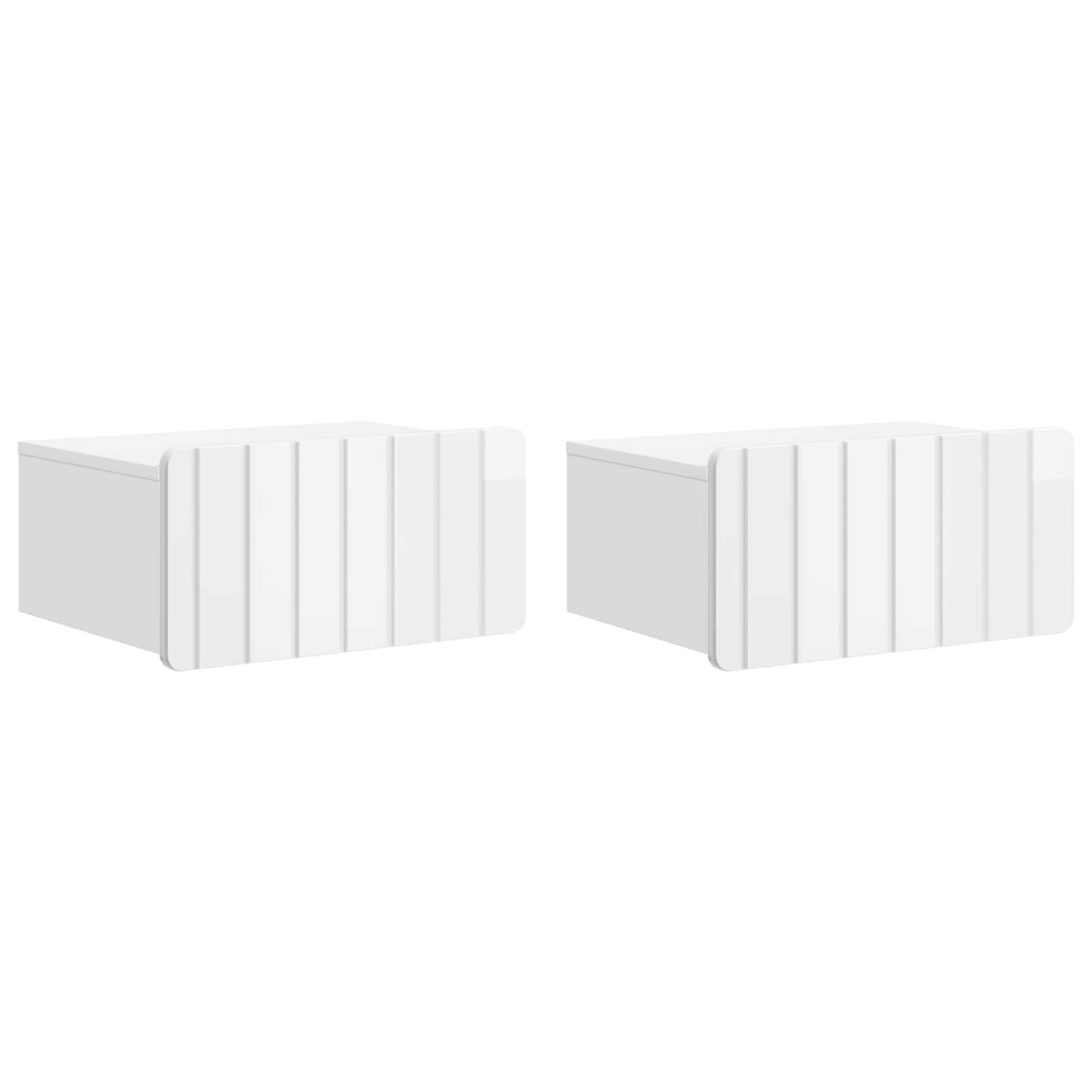 Wall-Mounted Bedside Cabinet with Drawer 2 pcs High Gloss White