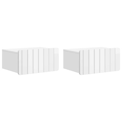 Wall-Mounted Bedside Cabinet with Drawer 2 pcs High Gloss White