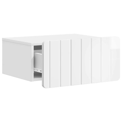 Wall-Mounted Bedside Cabinet with Drawer 2 pcs High Gloss White