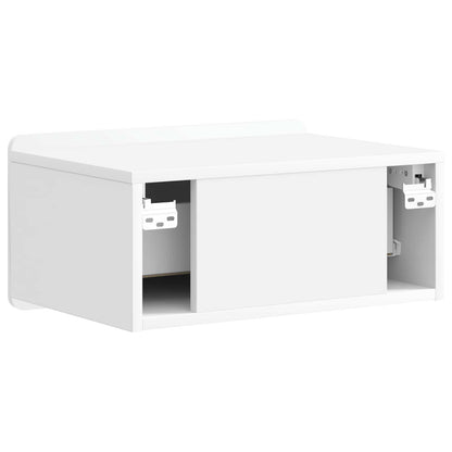 Wall-Mounted Bedside Cabinet with Drawer 2 pcs High Gloss White