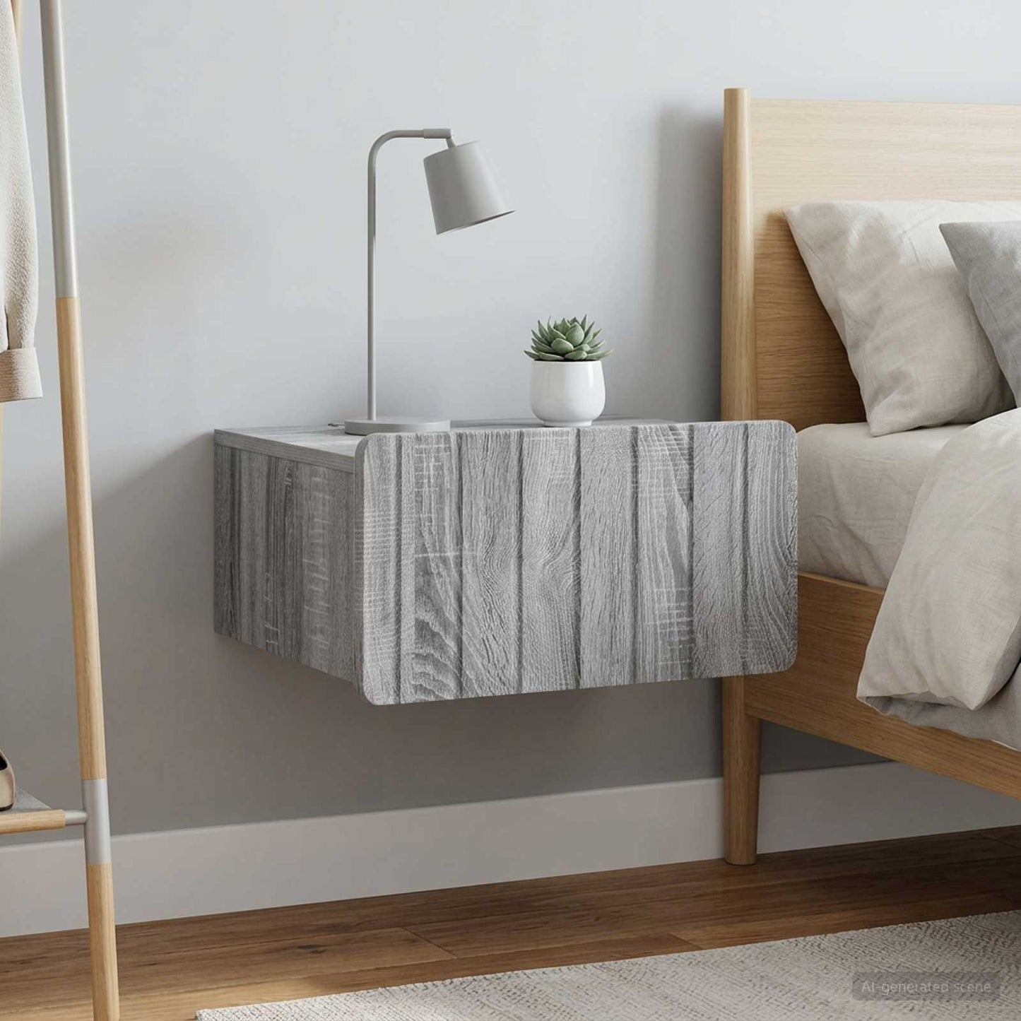 Wall-Mounted Bedside Cabinet 2 pcs Grey Sonoma