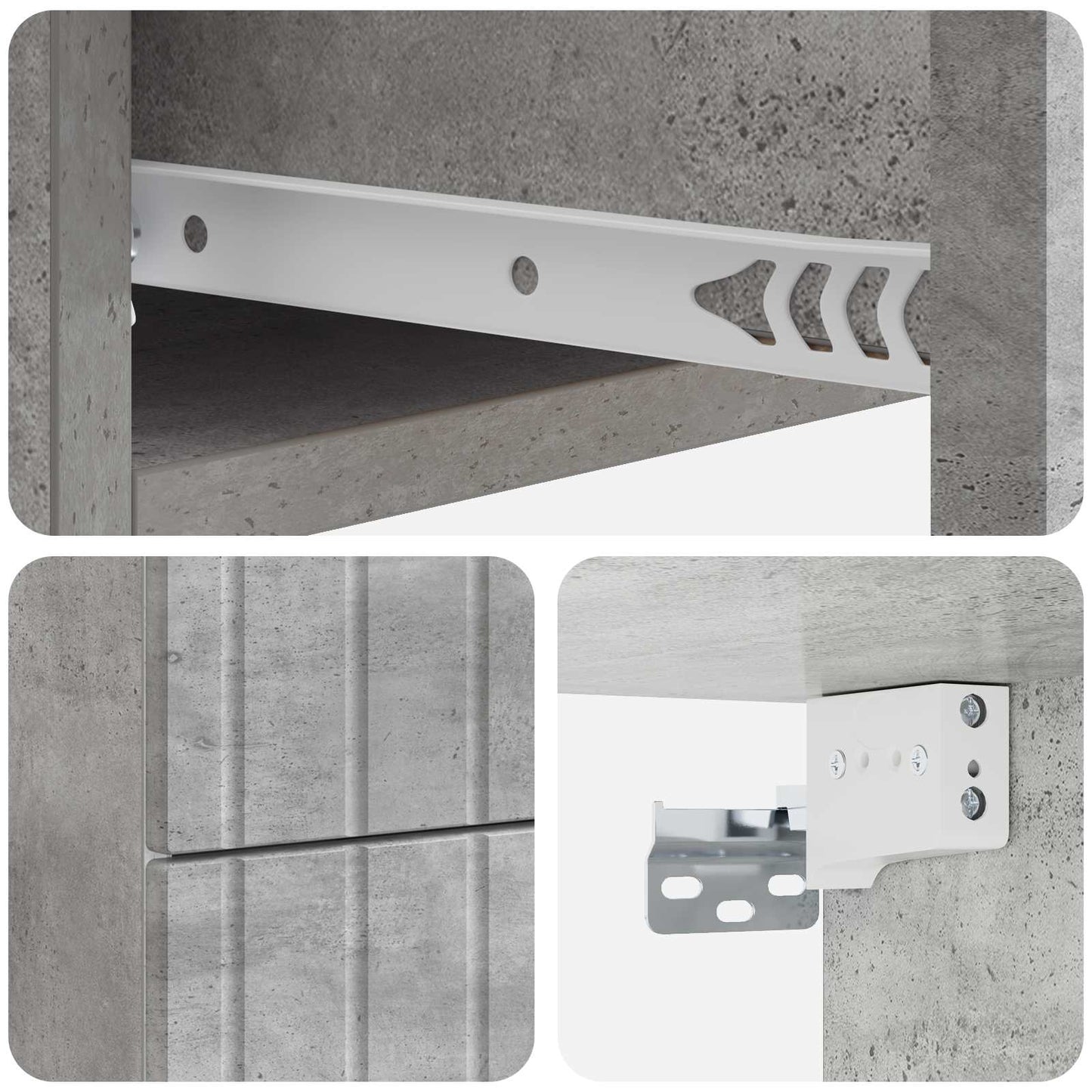 Wall-Mounted Bedside Cabinet with Drawer 2 pcs Concrete Grey