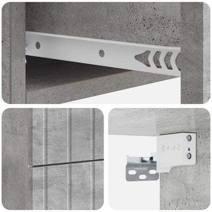Wall-Mounted Bedside Cabinet with Drawer 2 pcs Concrete Grey