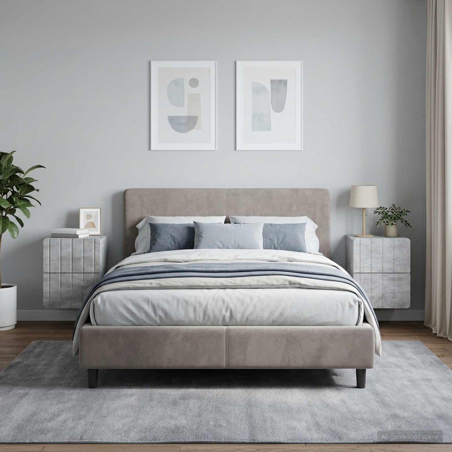 Wall-Mounted Bedside Cabinet 2 pcs Concrete Grey