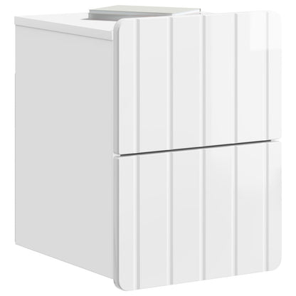 Wall-Mounted Bedside Cabinet High Gloss White 33 x 34.5 x 43 cm