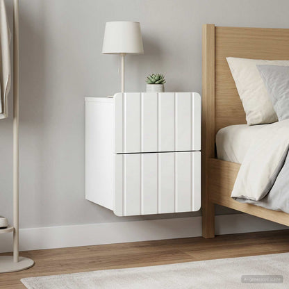 Wall-Mounted Bedside Cabinet with Drawer 2 pcs High Gloss White