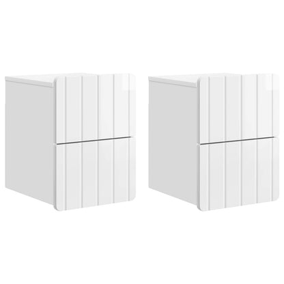 Wall-Mounted Bedside Cabinet with Drawer 2 pcs High Gloss White