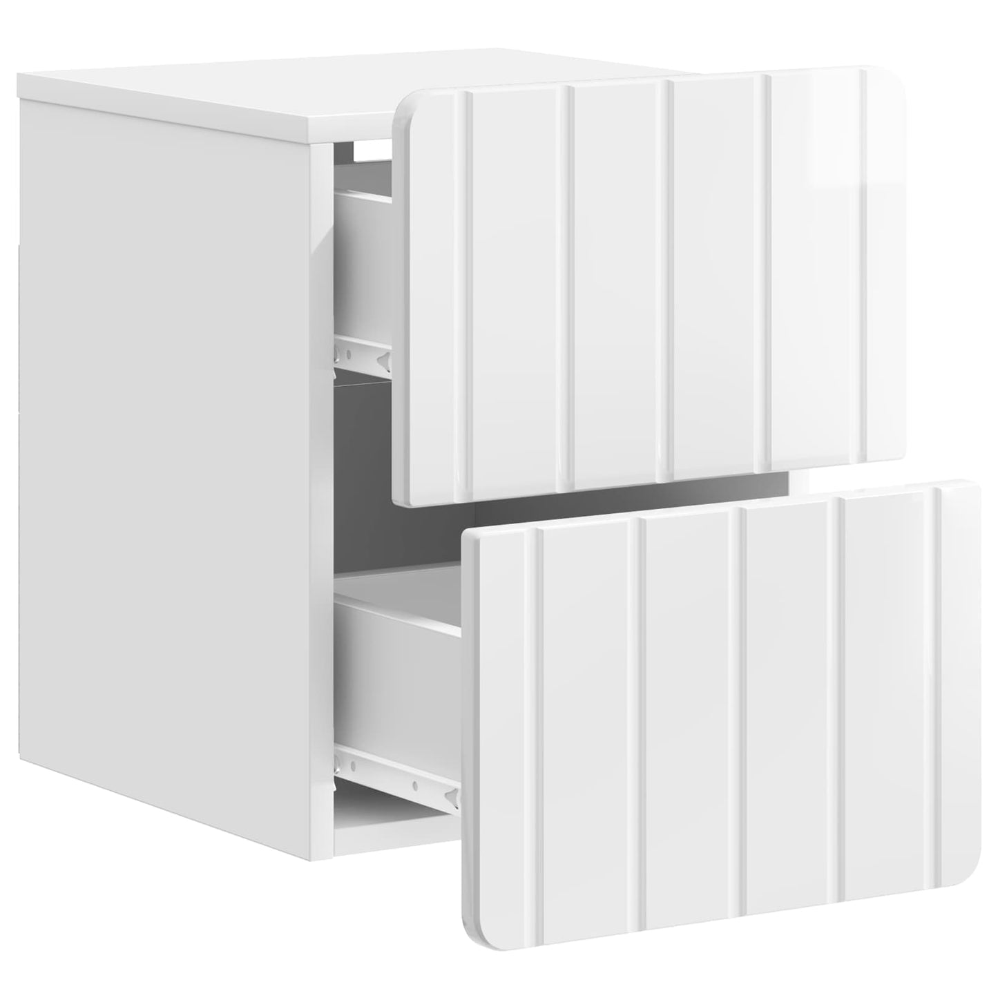 Wall-Mounted Bedside Cabinet with Drawer 2 pcs High Gloss White
