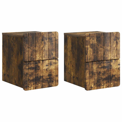 Wall-Mounted Bedside Cabinet 2 pcs Smoked Oak 33 x 34.5 x 43 cm