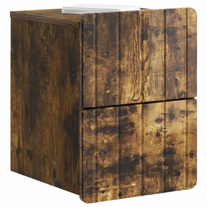 Wall-Mounted Bedside Cabinet 2 pcs Smoked Oak 33 x 34.5 x 43 cm
