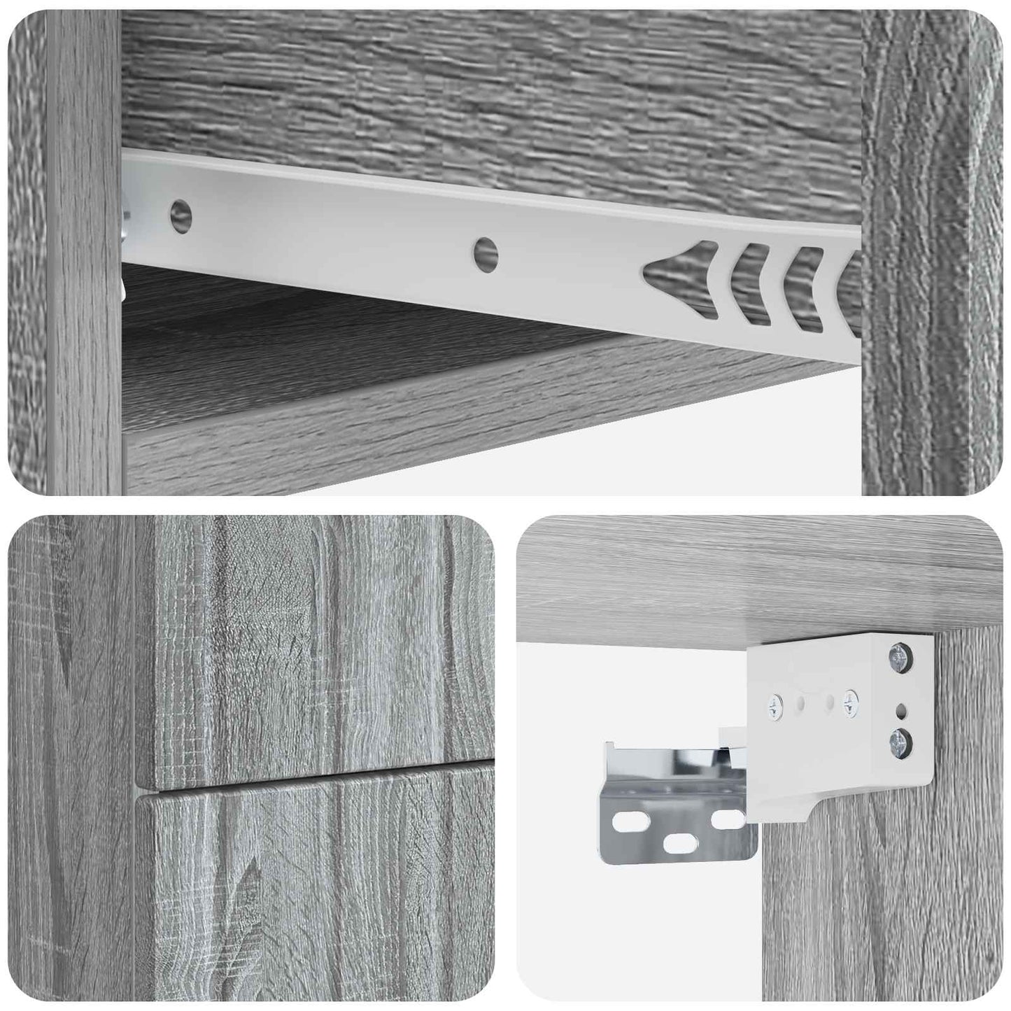 Wall-Mounted Bedside Cabinet 2 pcs Grey Sonoma Engineered Wood