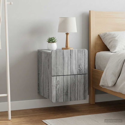 Wall-Mounted Bedside Cabinet 2 pcs Grey Sonoma Engineered Wood