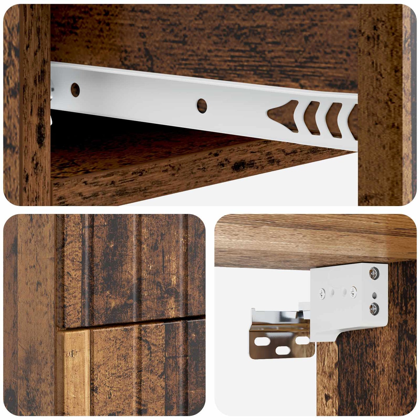 Wall-Mounted Bedside Cabinet Old Wood 33 x 34.5 x 43 cm