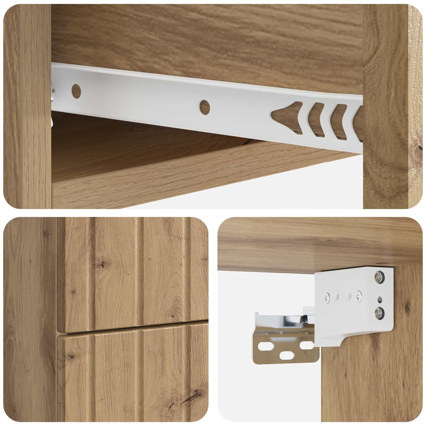 Wall-Mounted Bedside Cabinet 2 pcs Artisan Oak Engineered Wood