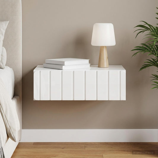 Wall-Mounted Side Table High Gloss White 59 x 34.5 x 17 cm