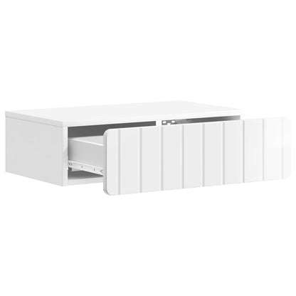 Wall-Mounted Side Table High Gloss White 59 x 34.5 x 17 cm