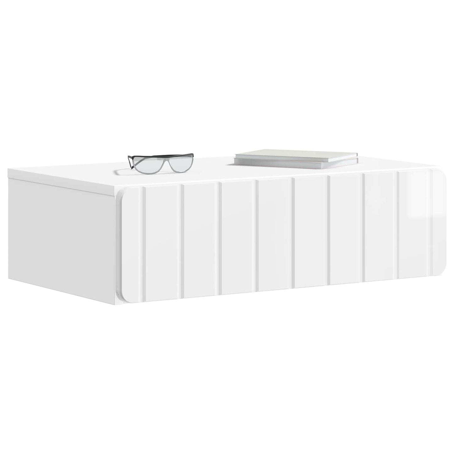 Wall-Mounted Side Table High Gloss White 59 x 34.5 x 17 cm