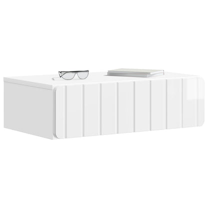 Wall-Mounted Side Table High Gloss White 59 x 34.5 x 17 cm