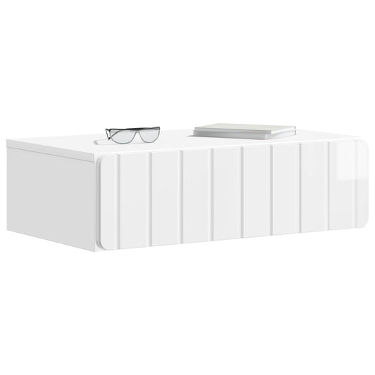 Wall-Mounted Side Table High Gloss White 59 x 34.5 x 17 cm
