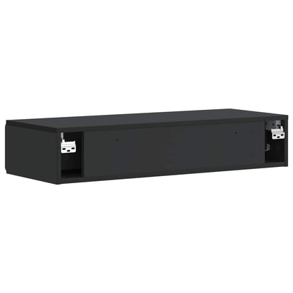 Wall-Mounted Side Table Wall-mounted Black 87.5 x 34.5 x 17 cm