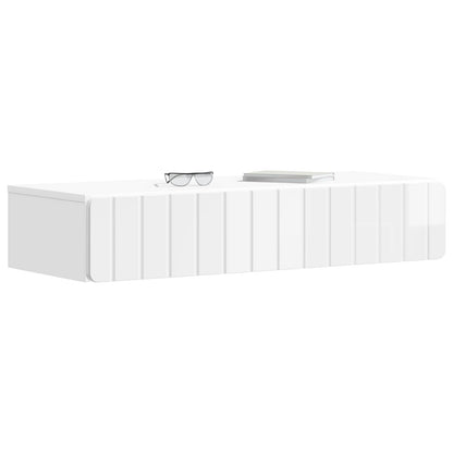 Wall-Mounted Side Table High Gloss White 87.5 x 34.5 x 17 cm