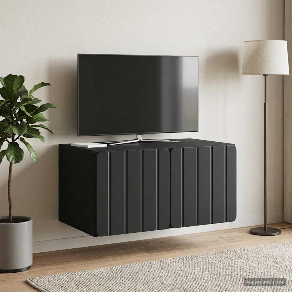 Wall-Mounted TV Cabinet 59.5 x 41 x 30 cm Black Engineered Wood