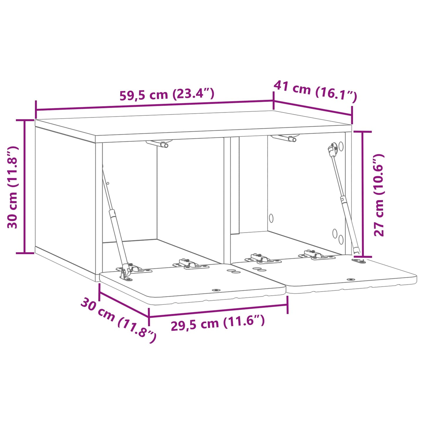 Wall-Mounted TV Cabinet Concrete Grey 59.5 x 41 x 30 cm