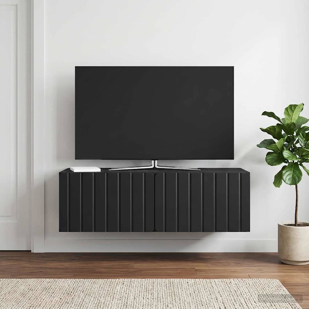 Wall-Mounted TV Cabinet 98 x 41 x 30 cm Black Engineered Wood