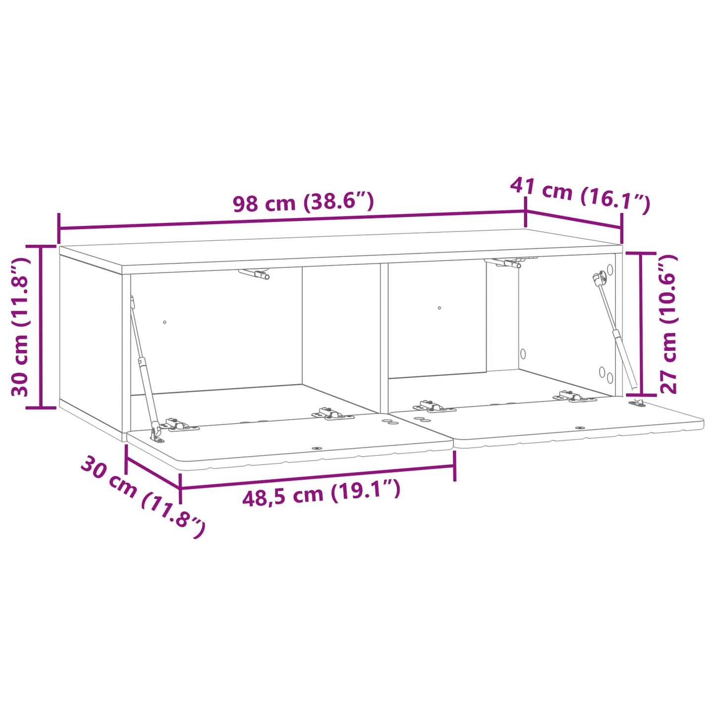 Wall-Mounted TV Cabinet Concrete Grey 98 x 41 x 30 cm