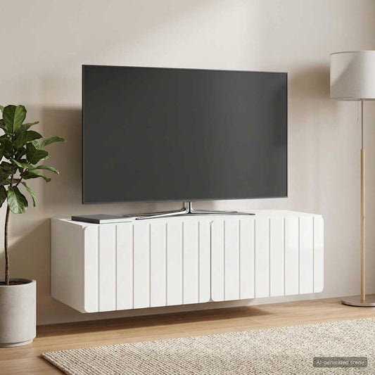 Wall-Mounted TV Cabinet High Gloss White 98 x 41 x 30 cm