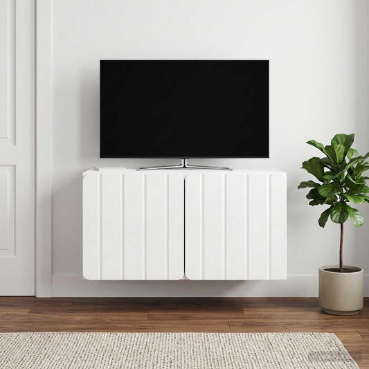 Wall-Mounted TV Cabinet High Gloss White 59.5 x 31 x 30 cm