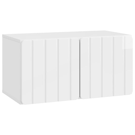 Wall-Mounted TV Cabinet High Gloss White 59.5 x 31 x 30 cm
