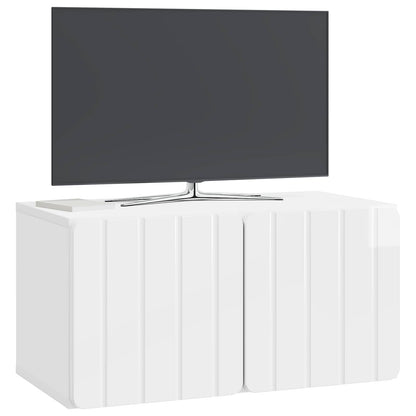 Wall-Mounted TV Cabinet High Gloss White 59.5 x 31 x 30 cm
