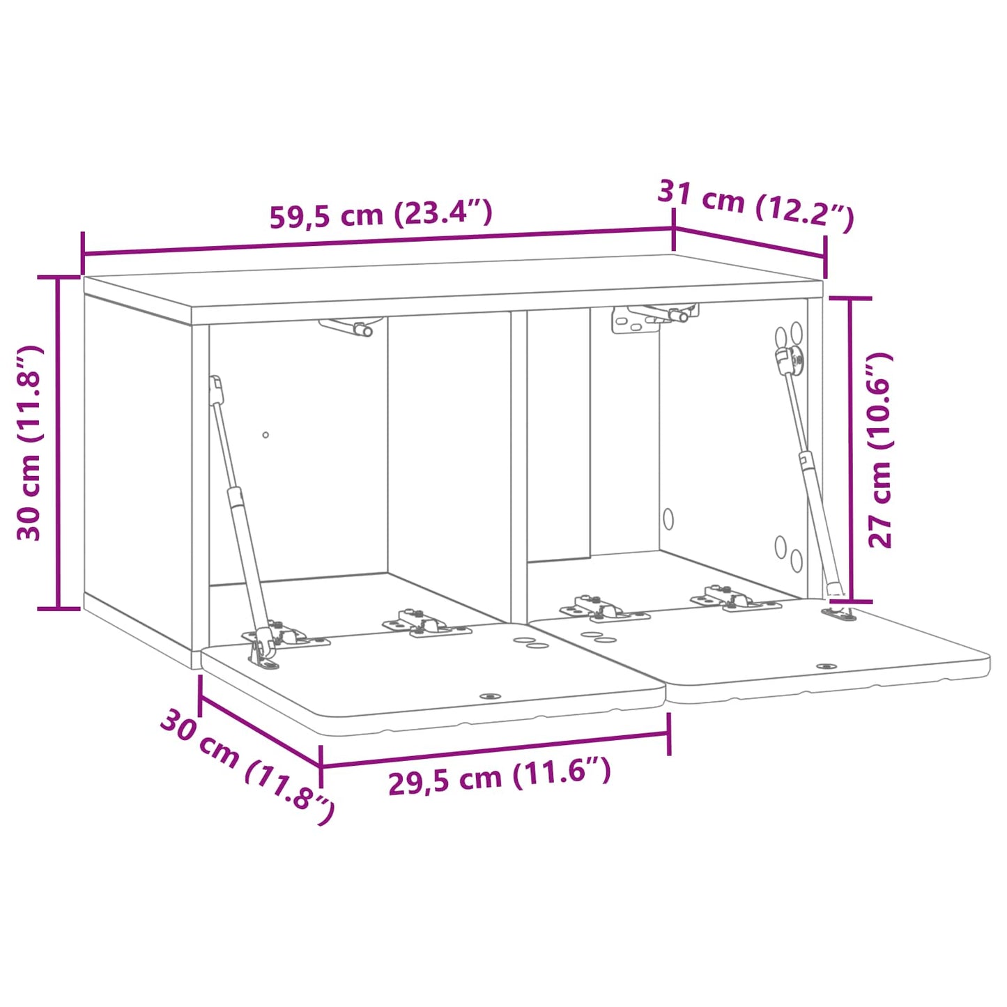 Wall-Mounted TV Cabinet Smoked Oak 59.5 x 31 x 30 cm