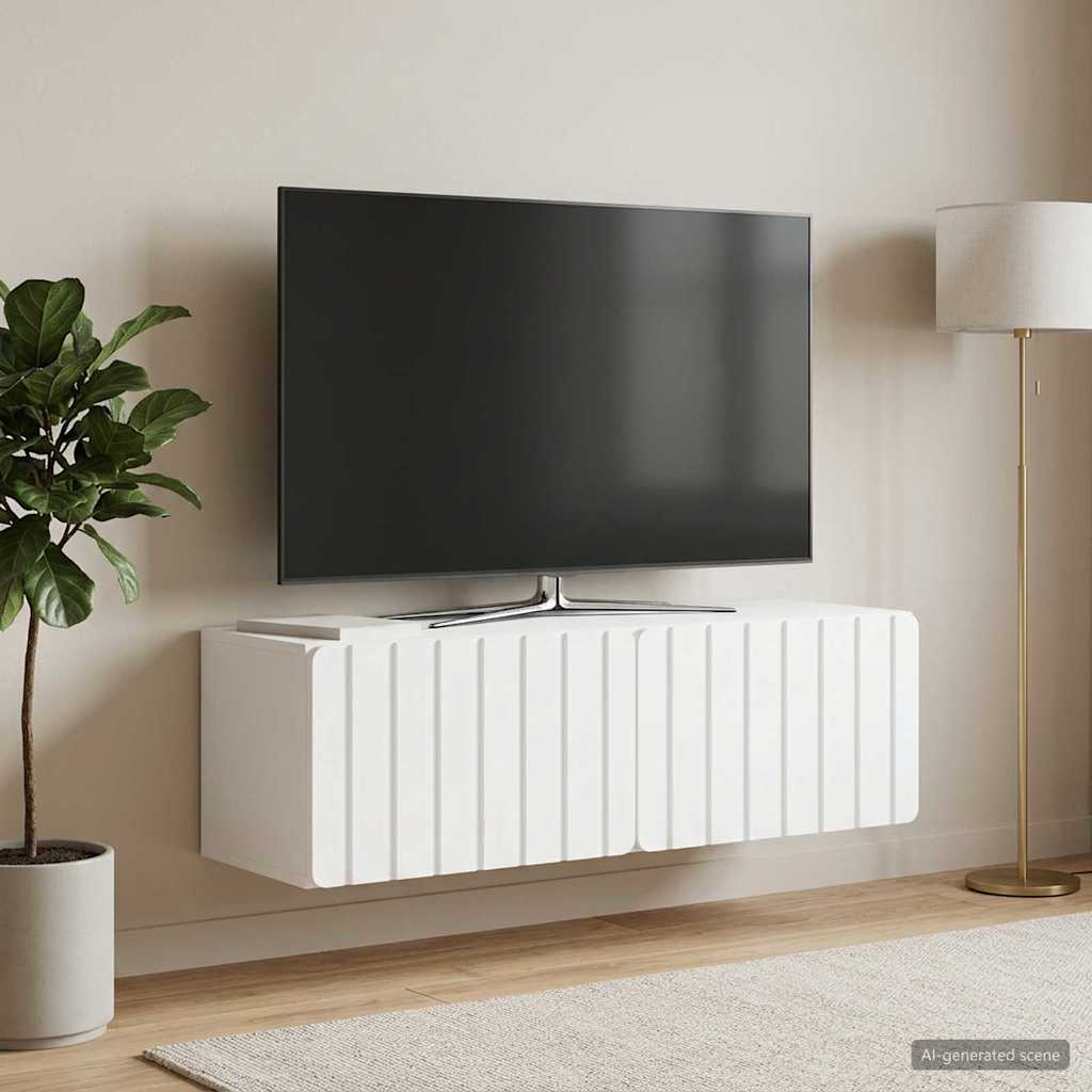 Wall-Mounted TV Cabinet White 98 x 31 x 30 cm Engineered Wood
