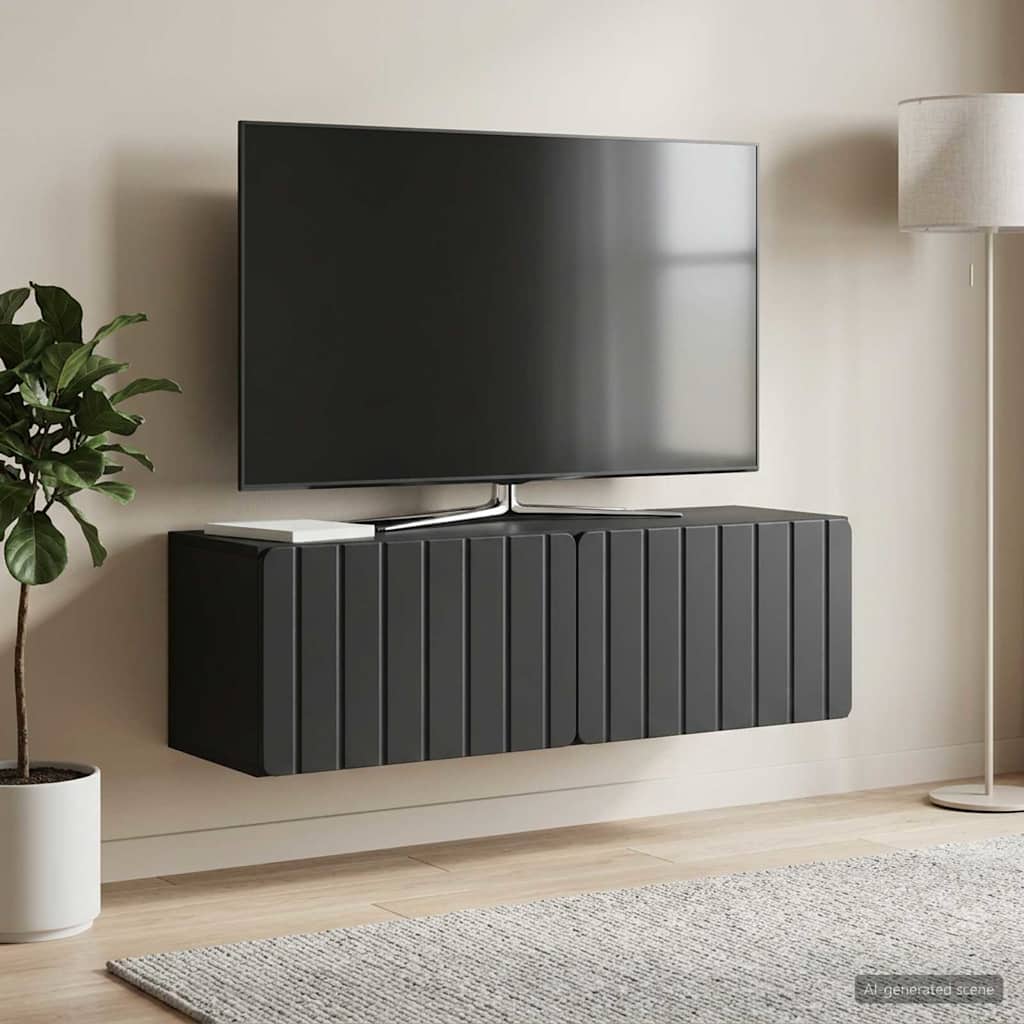 Wall-Mounted TV Cabinet 98 x 31 x 30 cm Black Engineered Wood