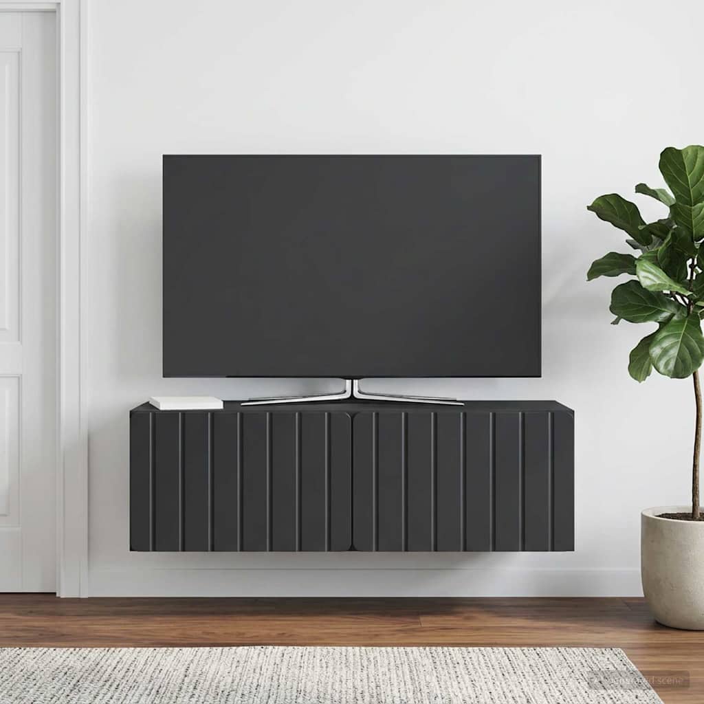 Wall-Mounted TV Cabinet 98 x 31 x 30 cm Black Engineered Wood