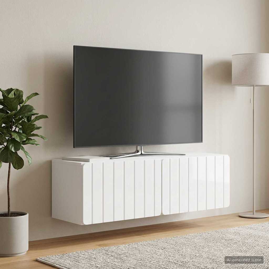 Wall-Mounted TV Cabinet 98 x 31 x 30 cm High Gloss White