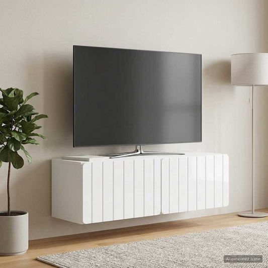 Wall-Mounted TV Cabinet High Gloss White 98 x 31 x 30 cm