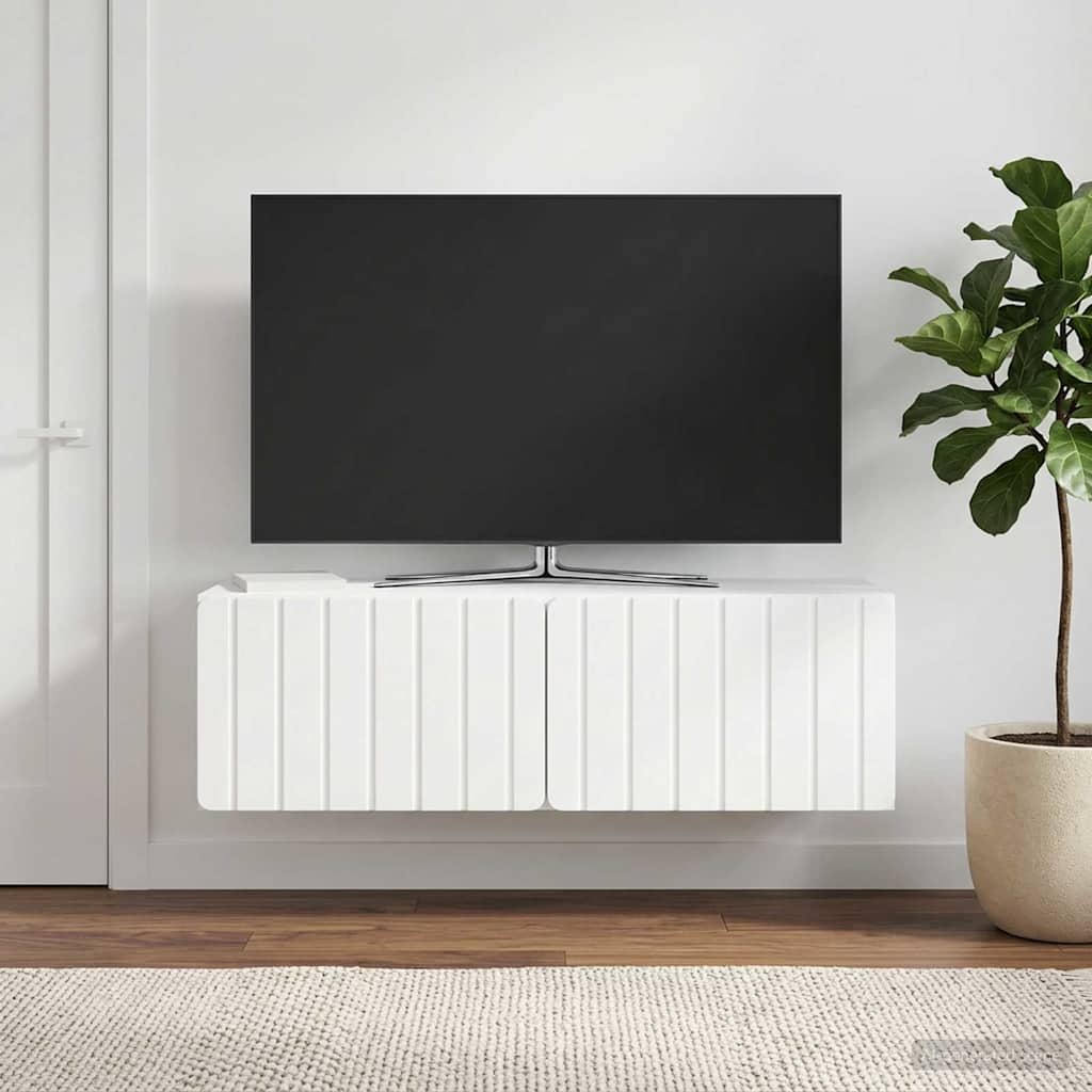 Wall-Mounted TV Cabinet 98 x 31 x 30 cm High Gloss White