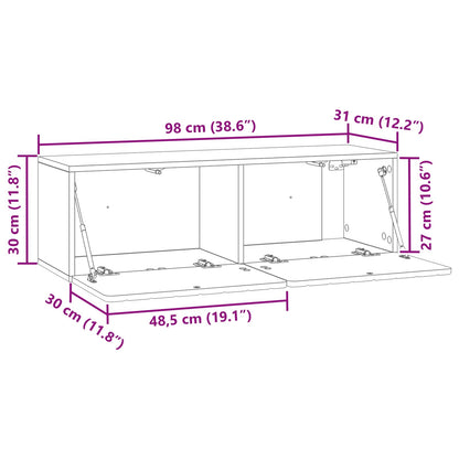 Wall-Mounted TV Cabinet High Gloss White 98 x 31 x 30 cm
