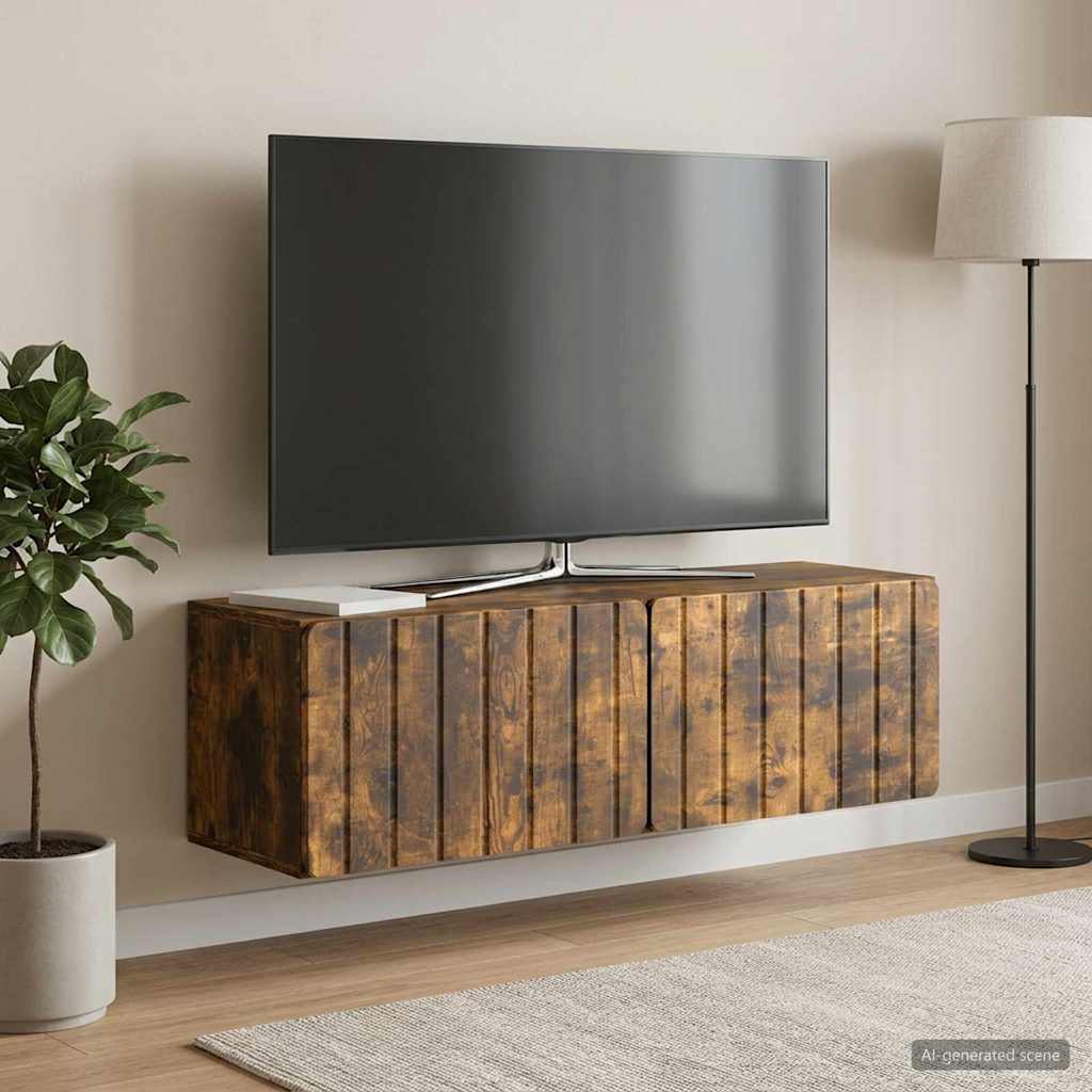 Wall-Mounted TV Cabinet 98 x 31 x 30 cm Smoked Oak