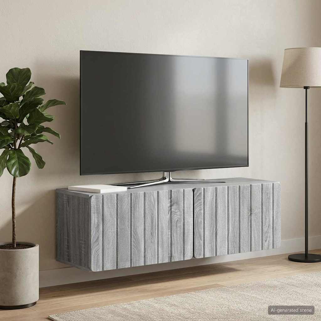 Wall-Mounted TV Cabinet 98 x 31 x 30 cm Grey Sonoma