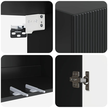 Wall-Mounted Cabinet 66 x 34.5 x 90 cm Engineered Wood Black
