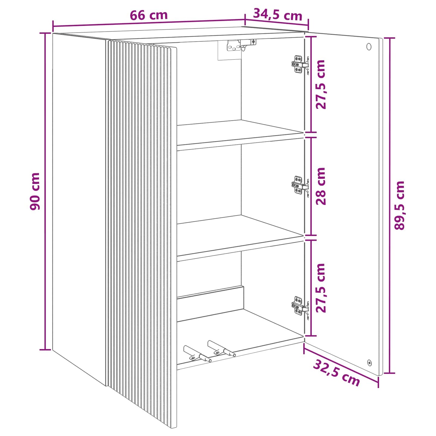 Wall-Mounted Cabinet 66 x 34.5 x 90 cm Engineered Wood Black