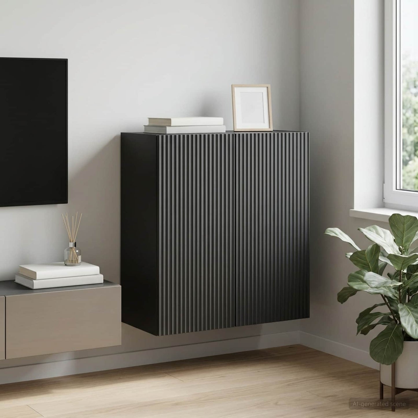 Wall-Mounted Cabinet 59 x 31 x 60 cm Engineered Wood Black