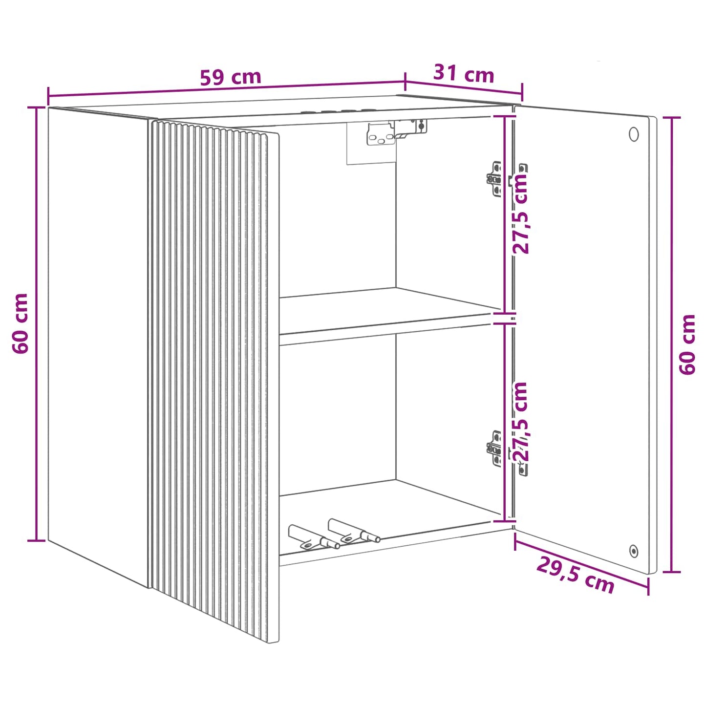 Wall-Mounted Cabinet 59 x 31 x 60 cm Engineered Wood Old Wood